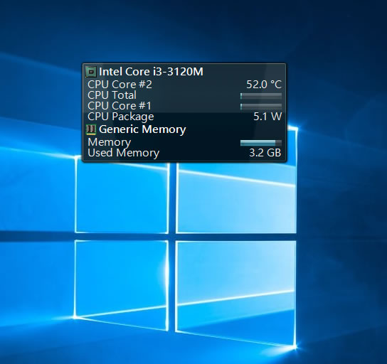 Open Hardware Monitor 在 Windows 桌面顯示 CPU 目前溫度