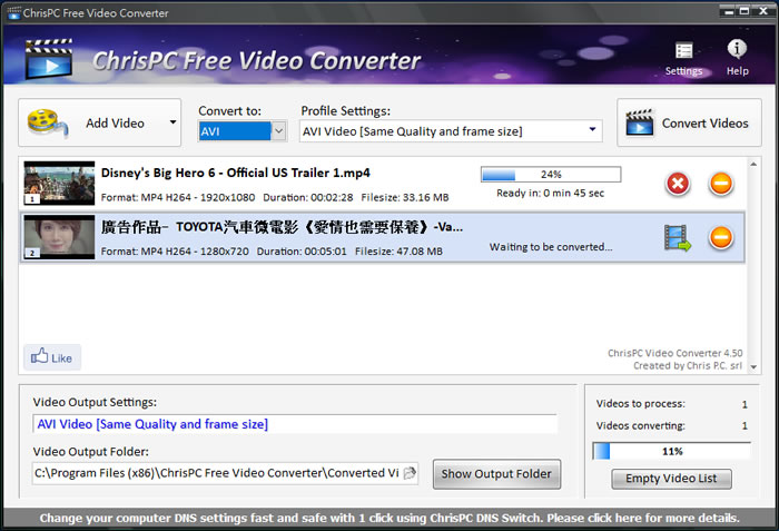 ChrisPC Free Video Converter 影音轉檔免費軟體
