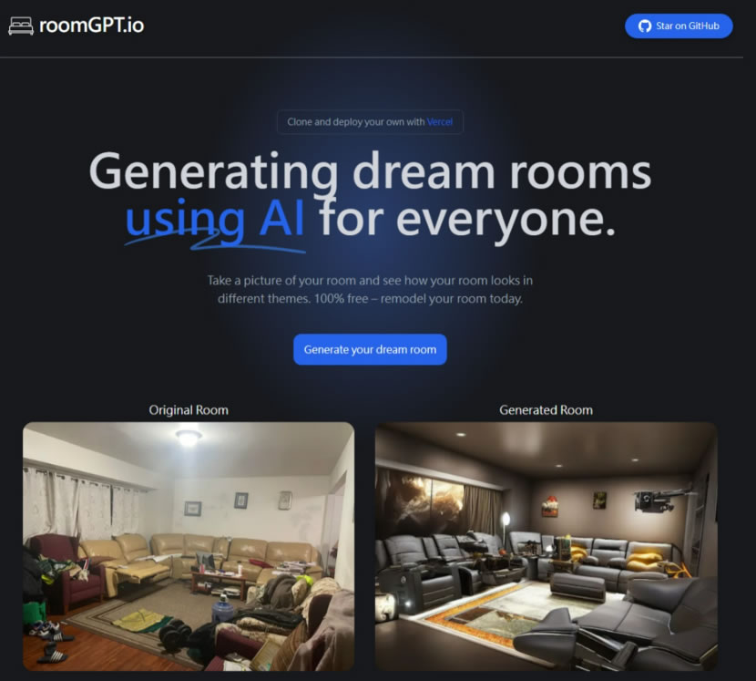 RoomGPT 將客廳、辦公室或臥室裝潢預想圖用 AI 變成實景圖