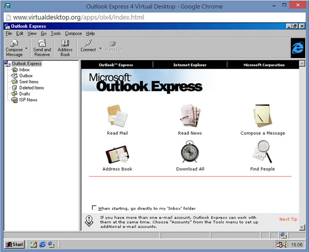 VirtualDesktop.org 讓你用瀏覽器就能體驗 Windows 與 Mac OS 早期的作業系統與 Internet Explorer 和 Outlook Express