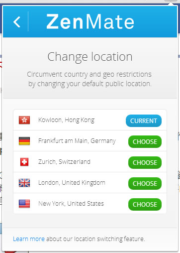 ZenMate 免費 VPN，快速連線到美國、英國、香港、德國、瑞士等地的 IP 伺服器  - Chrome 瀏覽器擴充功能