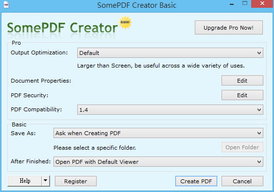 SomePDF Creator 透過應用程式的[列印]功能來建立 PDF 文件
