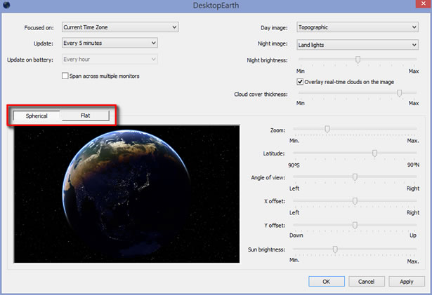 DesktopEarth 可即時更新地球全景晝夜變化與衛星雲圖的 Windows 桌面背景