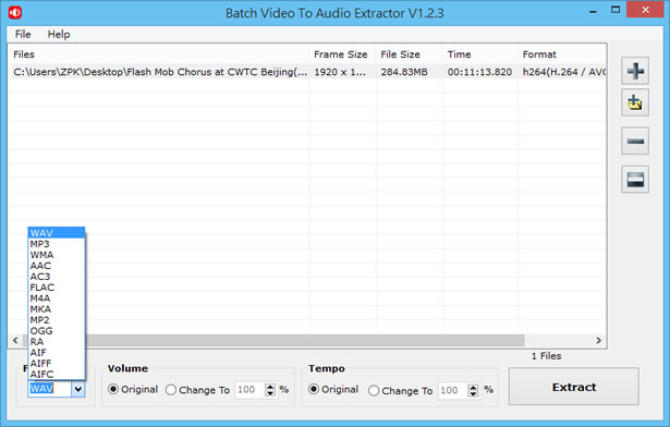 Batch Video To Audio Extractor 擷取影片中的聲音