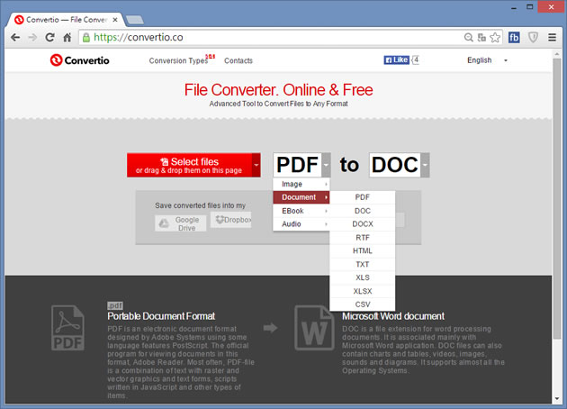 Convertio 文件、圖檔、音樂、電子書線上轉換免費服務