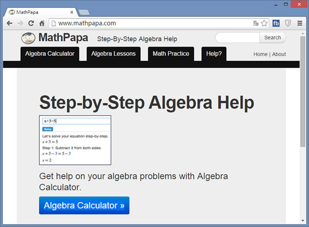 MathPapa - Algebra Calculator 線上數學解題，不是只有答案，連步驟都很清楚