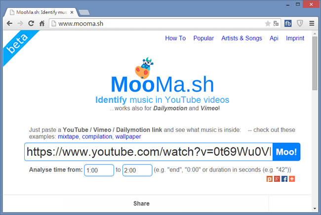 MooMash.sh - YouTube 影片背景音樂線上辨識免費服務