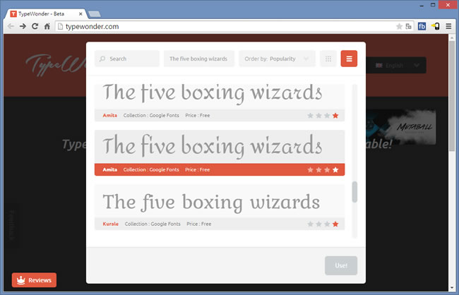TypeWonder 在任何網站上測試 Google 的 Web 字型