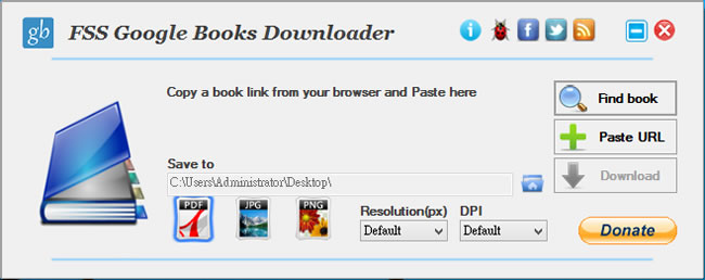 FSS Google Books Downloader 「Google 圖書」搜尋、下載工具，可轉成 PDF、JPG 或 PNG