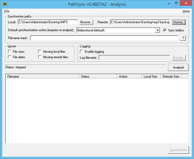 PathSync 資料夾內檔案比對與同步免費工具