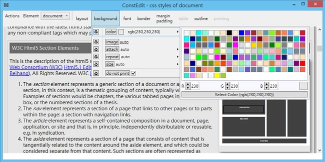 ConstEdit 免費的 HTML 編輯器，適合用來建立和編輯 HTML 和 HTML5 檔案