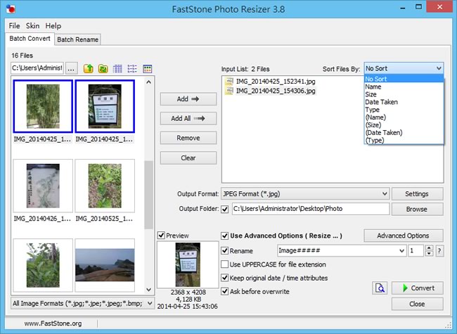 FastStone Photo Resizer 批次幫相片更改大小、命名、、轉檔、打上浮水印或文字(免安裝)