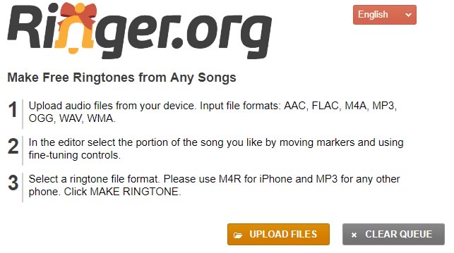 Ringer 手機鈴聲線上製作，支援 M4R、MP3