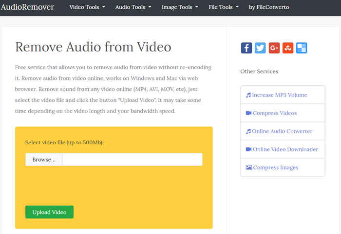 AudioRemover 線上影片消音免費工具
