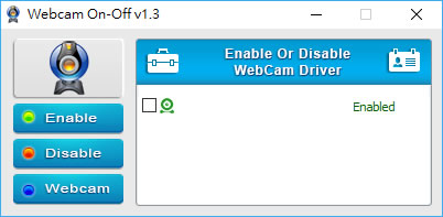 WebCam On-​​Off  關閉或開啟電腦的網路攝影機裝置