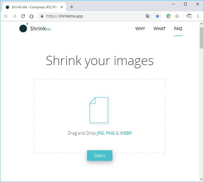 Shrink Me 不降低視覺品質又能有效減少圖片檔案大小的免費線上工具