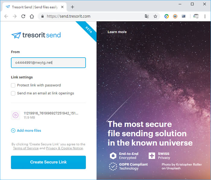 Tresorit Send 助你一次傳送高達 5GB的檔案
