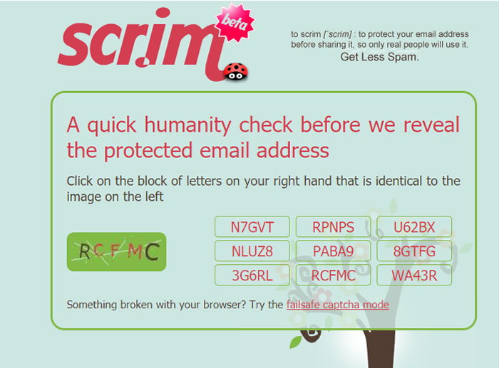 scr.im 利用網址分享你的電子郵件地址