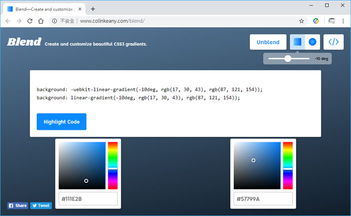 Blend-CSS 漸層色彩 CSS 語法產生器