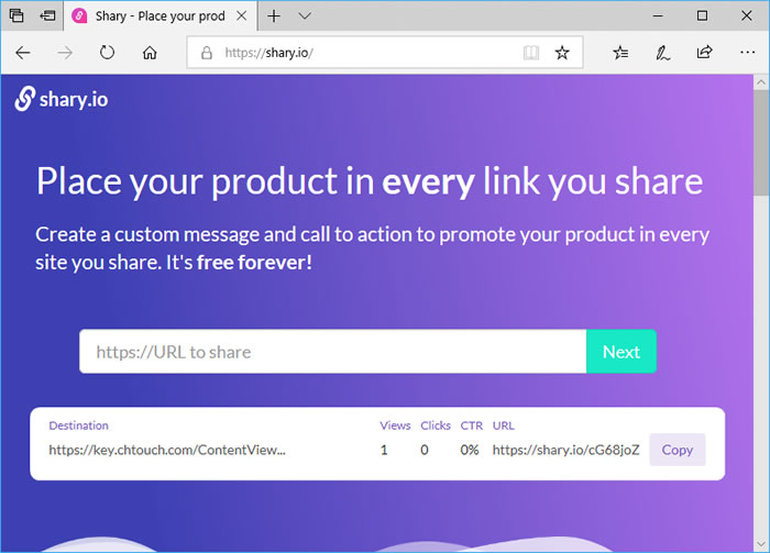 shary.io 不只縮短網址，還可以在網頁中額外加入提示訊息框