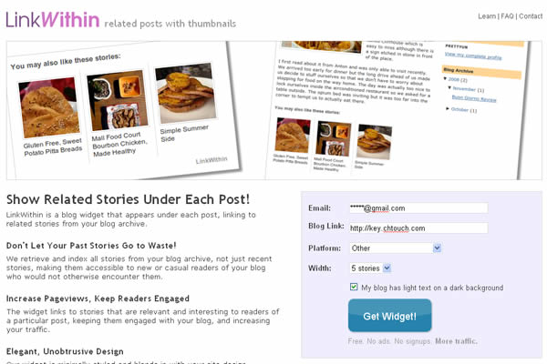 LinkWithin  用圖片+文字的方式，顯示部落格相關文章，增加閱讀率