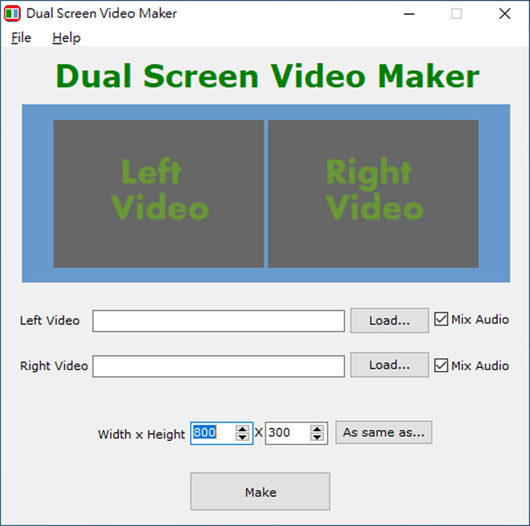 Dual Screen Video Maker 將 2個影片結合成一個，同時在左右播放