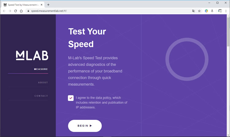 M-Lab Speed Test 線上測試網路的上傳、下載頻寬