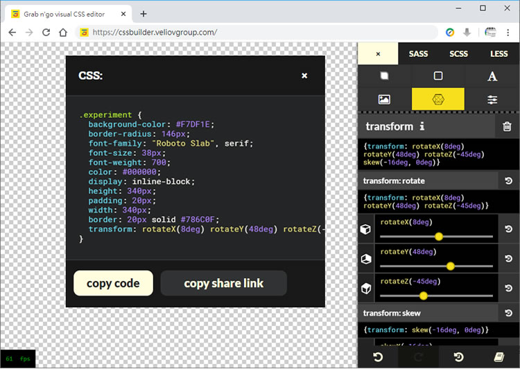 CSS Grab n' Go Editor 可視化 CSS 語法產生器