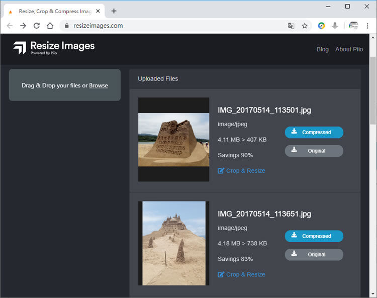 透過 Resize Images 網站，免費對圖片進行尺寸調整、裁剪或壓縮