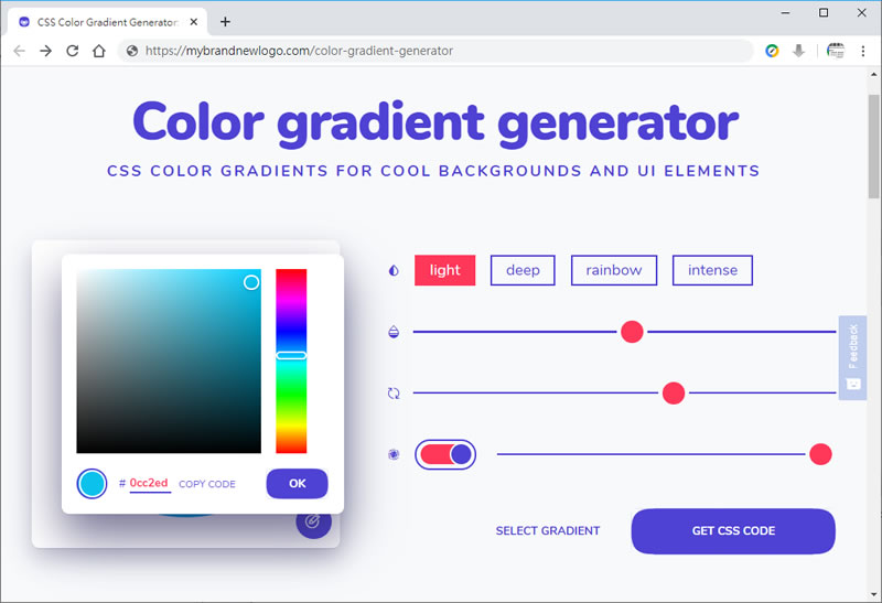 Color gradient generator 漸層色彩 CSS 語法產生器