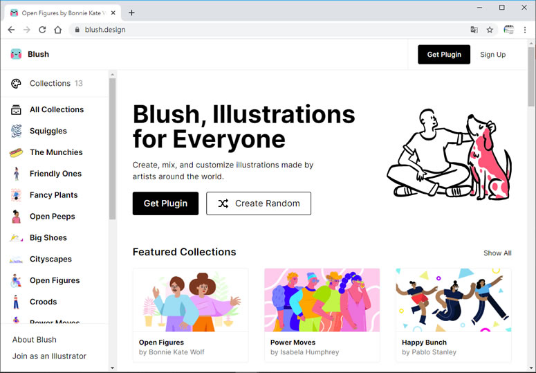 Blush 可變換構圖中的每一成分來創建自己的插圖