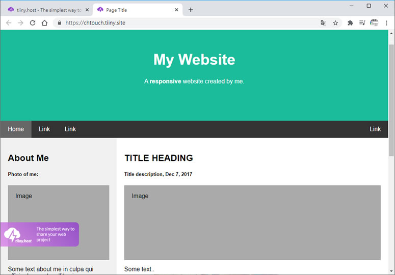tiiny.host 臨時性的 HTML 免費網頁空間