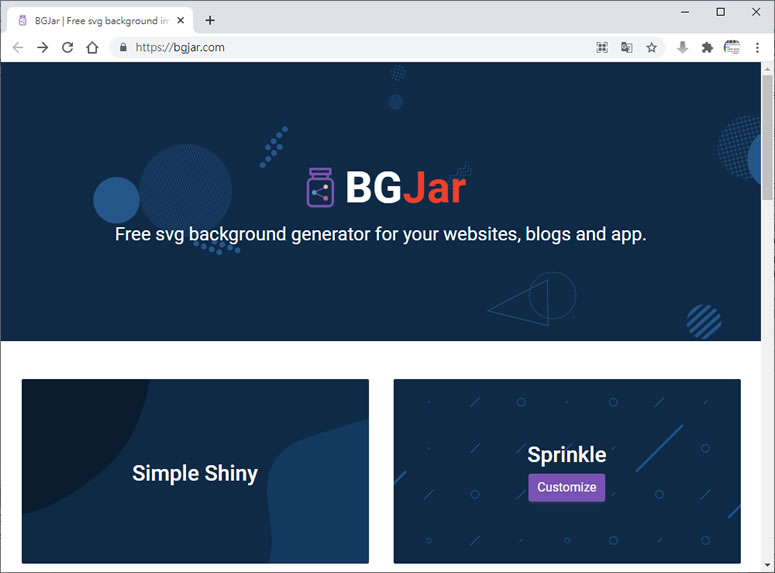 BGJar 免費線上 SVG 背景圖片產生器