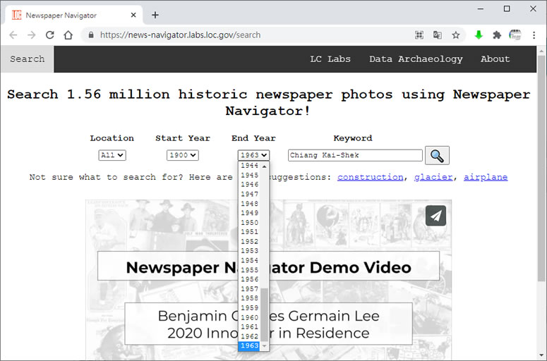 使用 Newspaper Navigator 搜尋 156萬張歷史報紙照片