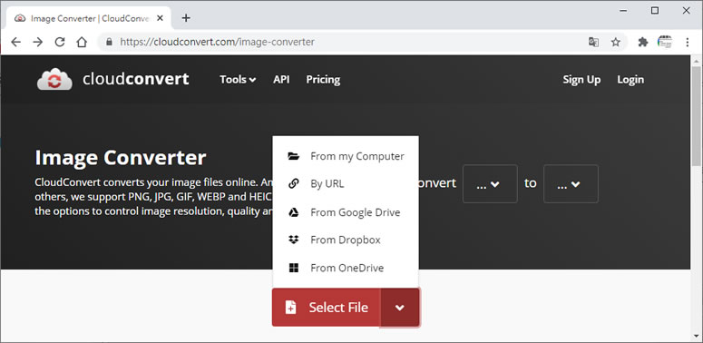 CloudConvert Image Converter 轉換圖片格式線上免費服務