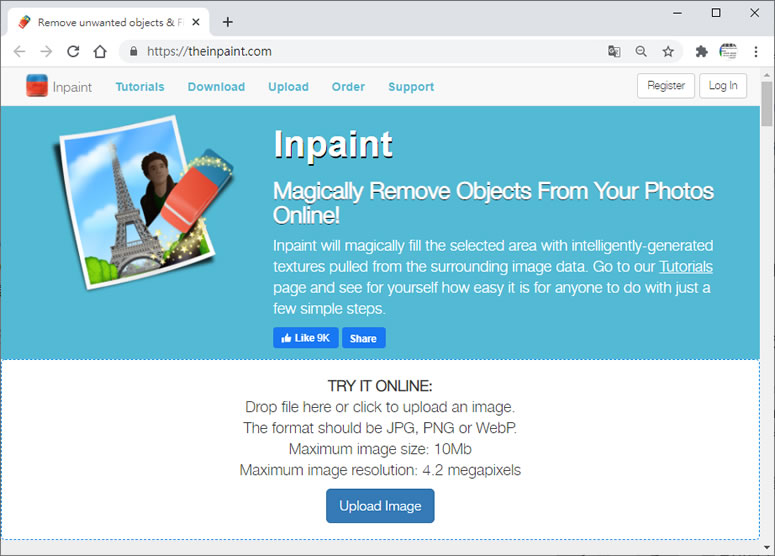 Inpaint 可消除圖片中路人甲的免費網路服務