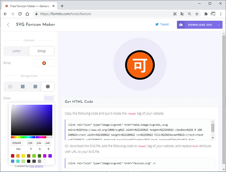 SVG Favicon Maker -SVG 或 PNG 圖檔格式的 HTML Favicon Icon 免費製作工具