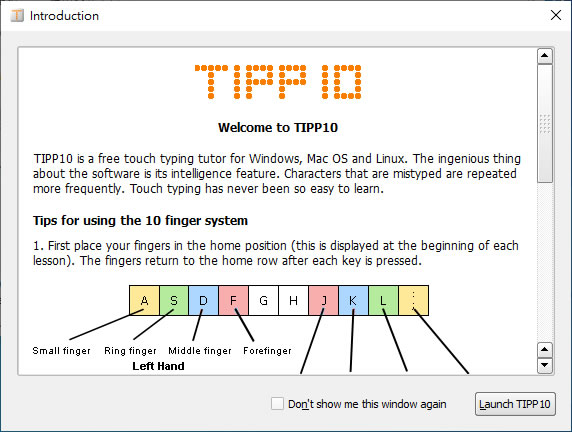 TIPP10 免費且免安裝的英文打字練習軟體