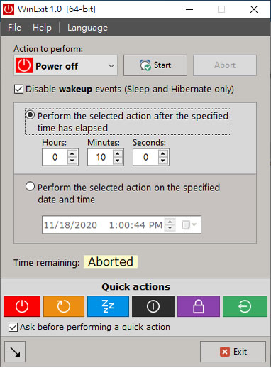 WinExit 設定時間讓電腦自動關機或重新開機