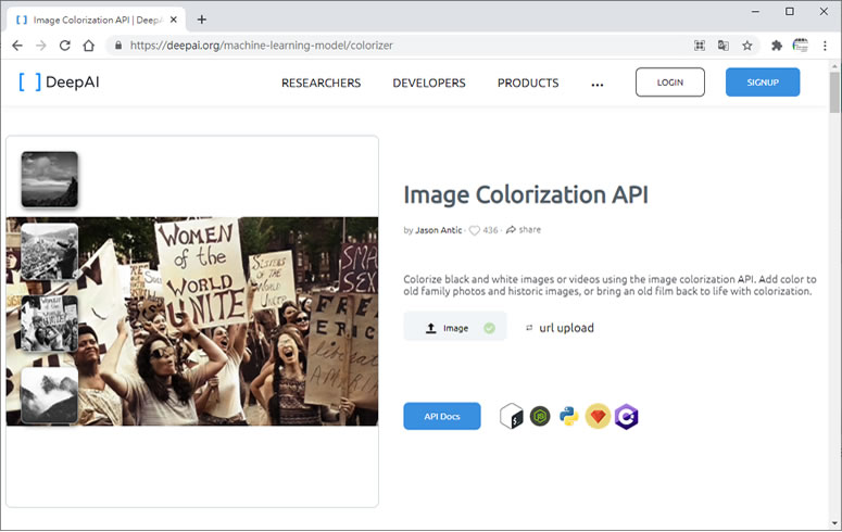 Image Colorization 用人工智慧將黑白照片著色的免費網路服務