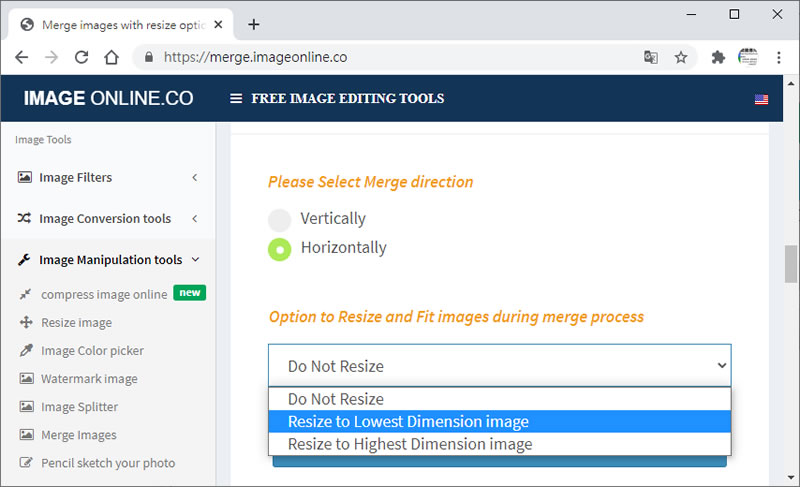 Merge images 圖片合併免費線上工具