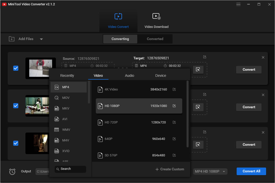 MiniTool Video Converter 可批次轉換影片檔案格式的免費工具