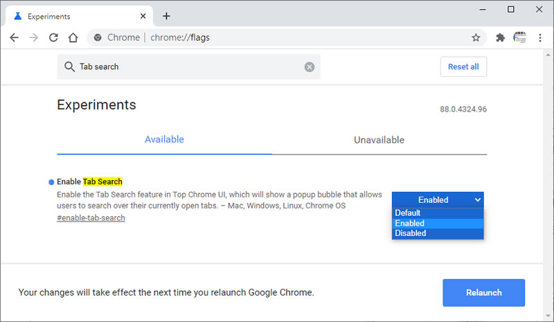 如何開啟 Chrome 瀏覽器的 Tab Search 功能，啟用分頁直式檢視模式？
