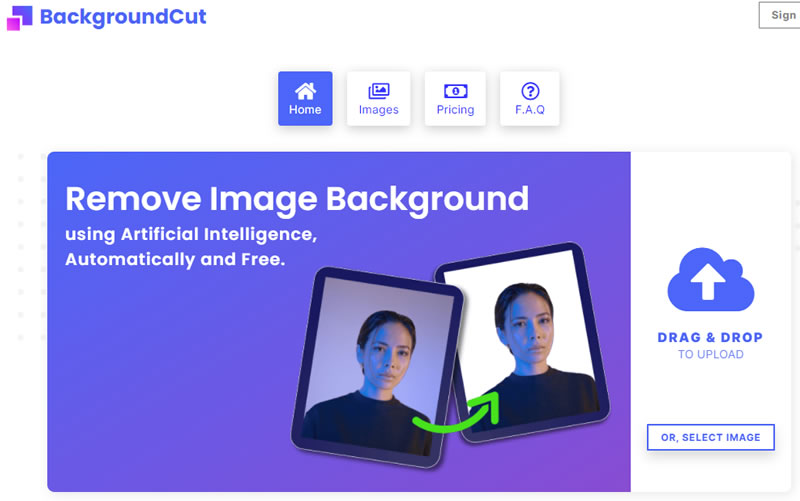 BackgroundCut 用 AI 替圖片去背景的免費網路服務