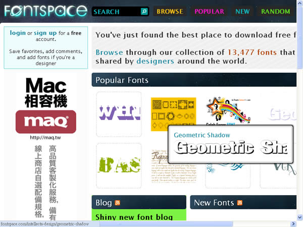FontSpace 免費的英文字型下載