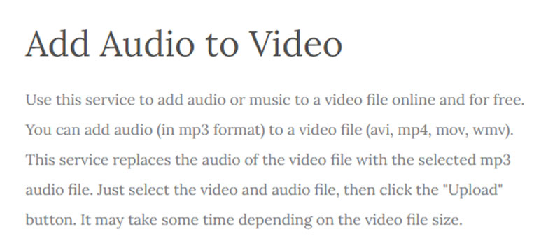 Add Audio to Video 可替影片加入音樂的免費線上工具