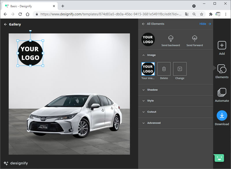 designify 將圖片去背景與場景合成融合為一體的線上免費服務