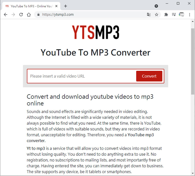 YTSMP3 將 YouTube 影片內的聲音轉成 MP3