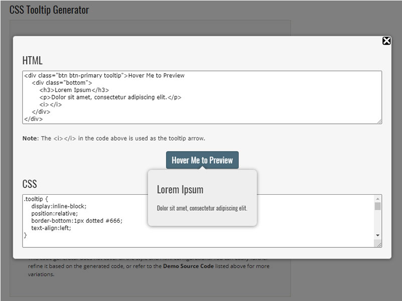 Menucool CSS Tooltip Generator 提示訊息框 CSS 語法產生器