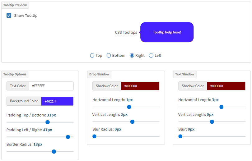 CSS Tooltip Generator 提示訊息框 CSS 語法產生器